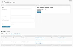The admin menu under 'Tools'. Post Ideas+ admin menu