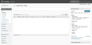 The widget has completed a search and populated the results panel. Post Thesaurus after I've completed a word search