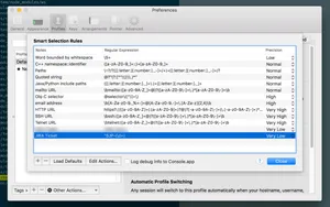 Example of the smart selection rule in iTerm2.