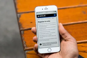 GOV.UK register to vote viewed on a mobile.