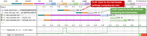 With stapling off on the server you can see 2 OCSP requests before the TLS negotiation.