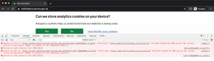 The Chrome browser console error referred to a CORS error about Access-Control-Allow-Origin.