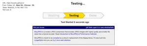 Test started screen with the distinctive arrows telling you which stage of the test is currently running.