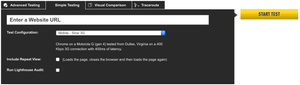 The simple testing tab allows you to quickly start testing without the need to delve into the more advanced configuration options.