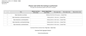 Here we see the URL's we want to performance test running.