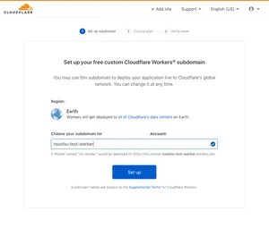 Choosing a subdomain to deploy your workers.
