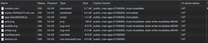 Looking at the cache hit rate once the page rules are enabled.