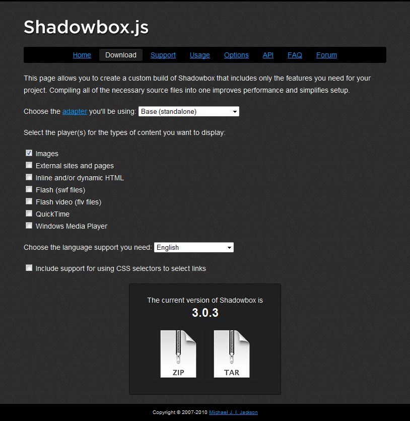 Simple Shadowbox download page