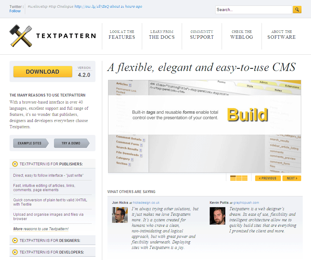 Text pattern homepage