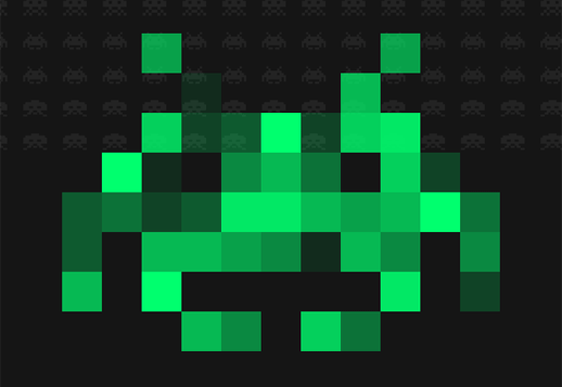 Parallax scrolling using a Space Invaders alien