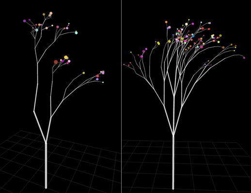 Random trees created using three.js and some creative JavaScript