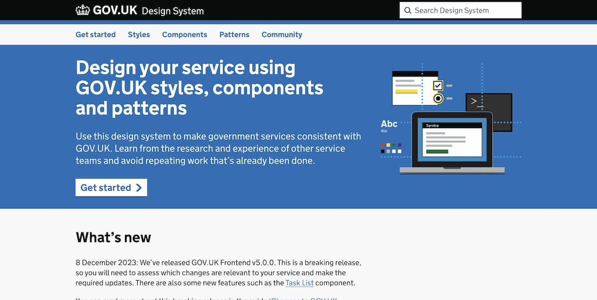 Image of the Design System Homepage
