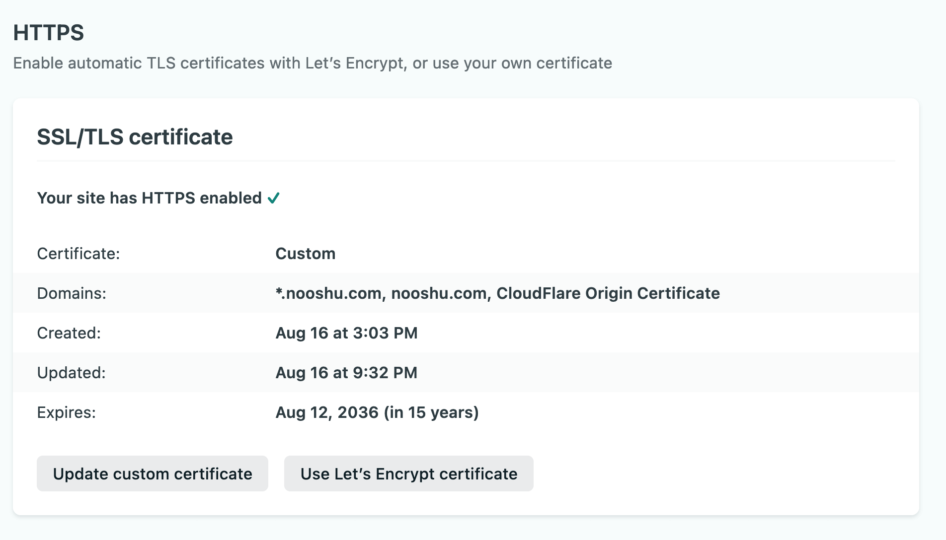 HTTPS settings in Netlify once the certificate is installed.