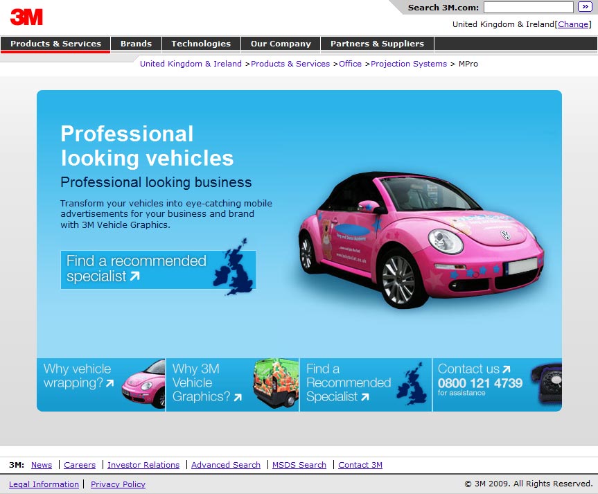 3M Vehicle Wrapping homepage image.