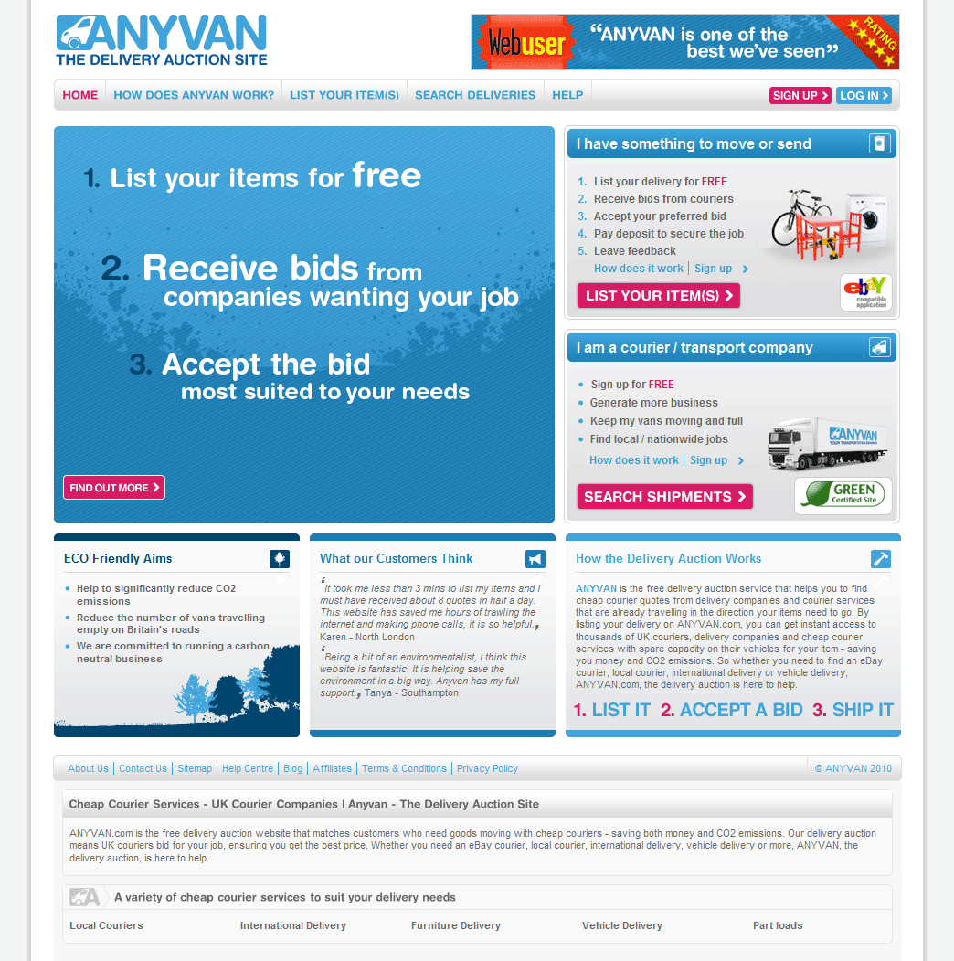 Anyvan homepage image.