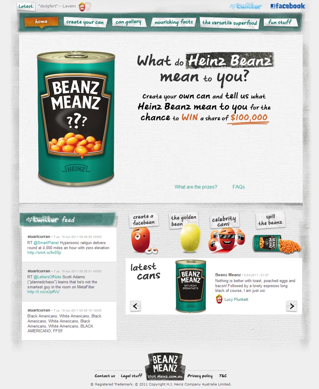 Heinz Beanz Meanz homepage.
