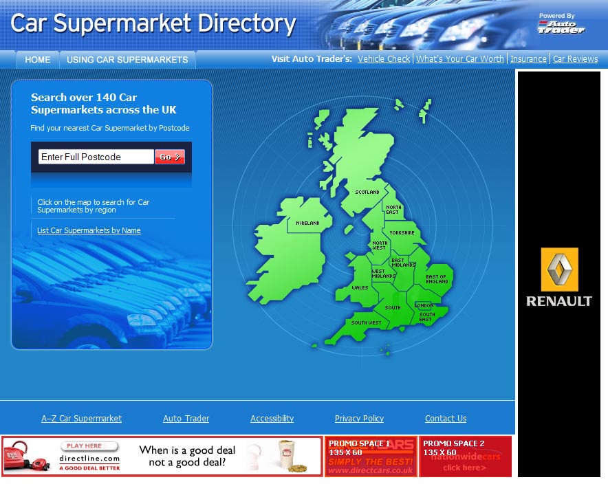 Auto Trader car supermarkets homepage image.