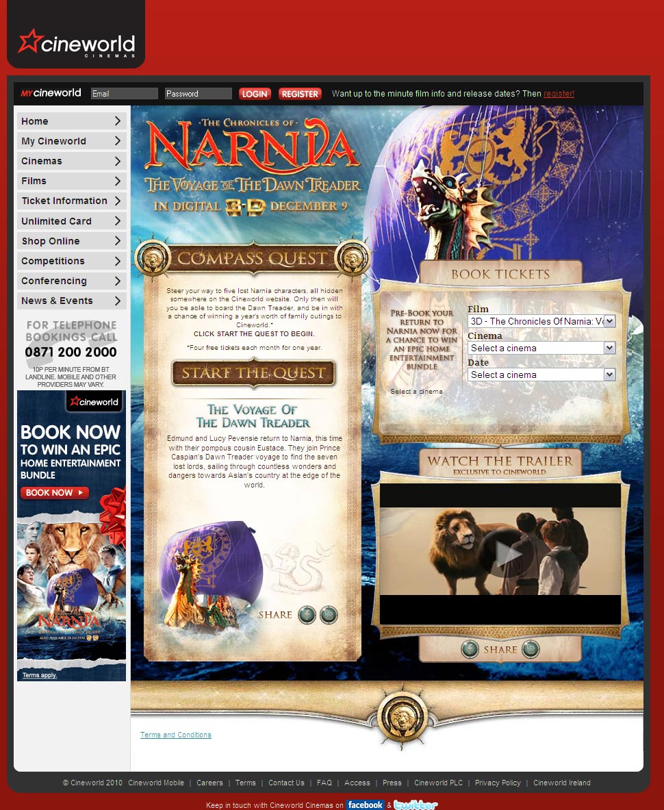 Cineworld Narnia promotion page 1.