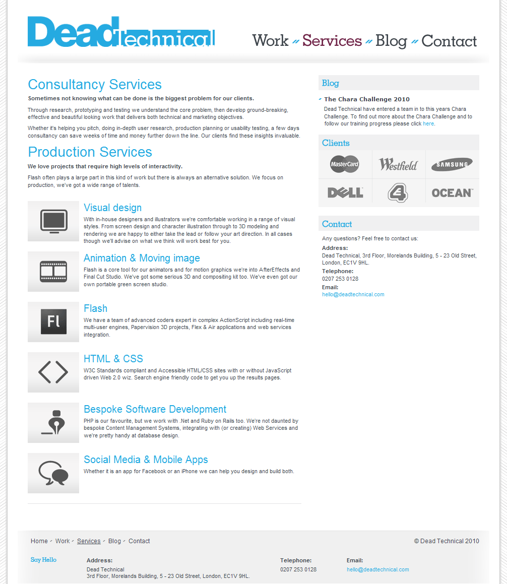 Dead Technical services page.