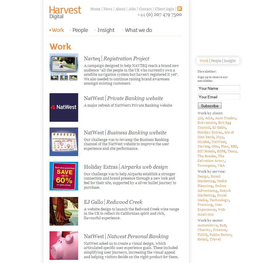Harvest Digital work page image.