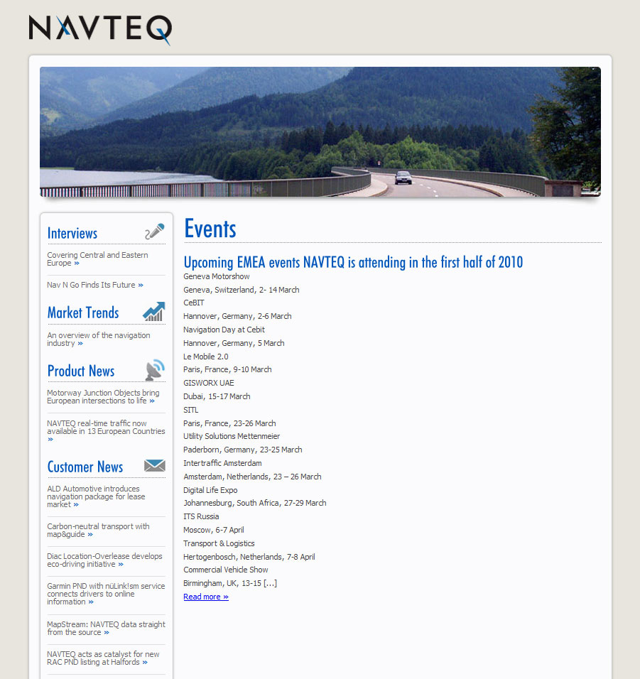 NAVTEQ news events.