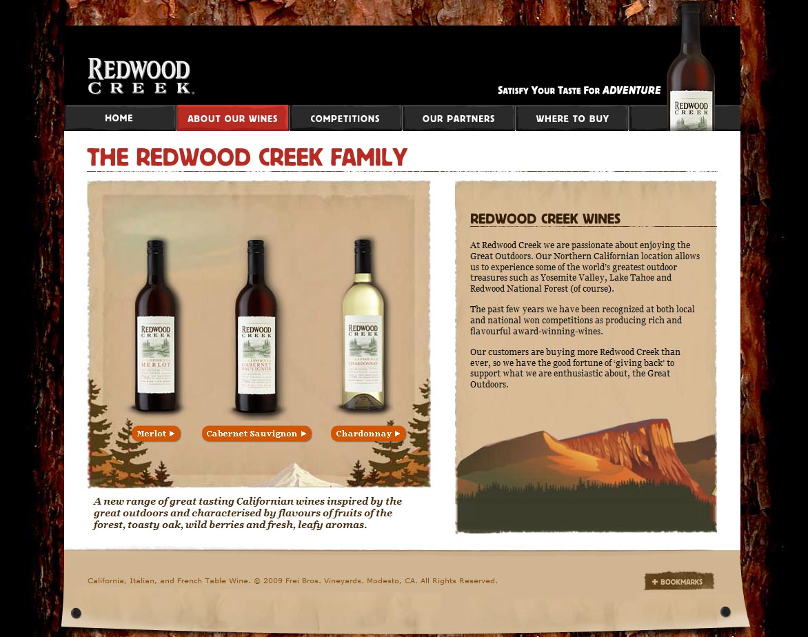 Redwood Creek wine our wines page image.
