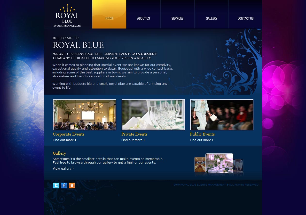 Royal Blue homepage image.
