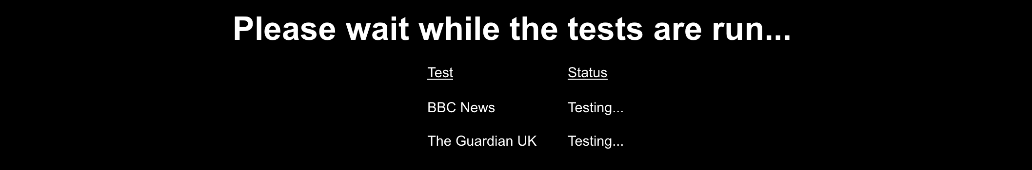 Here we see both tests listed, and the stages they are at in terms of the testing process.