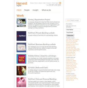 Harvest Digital work page.