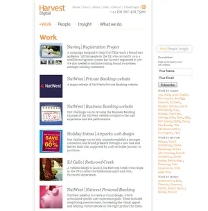 Harvest Digital work page.