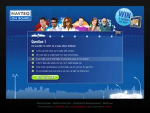 NAVTEQ customer profiling question page.