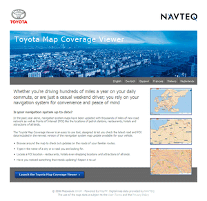 NAVTEQ landing page Toyota.