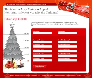 Salvation Army Christmas Appeal landing page 2.